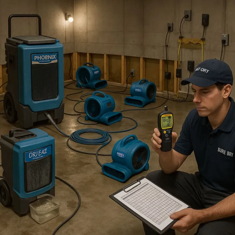 Structural Drying and Dehumidification process in Ellinwood, KS